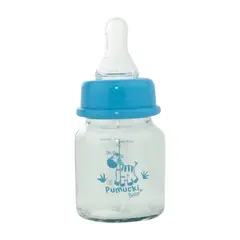 PUMUCKI - Mamadera de Vidrio para Recién Nacidos 60ml Celeste NIño