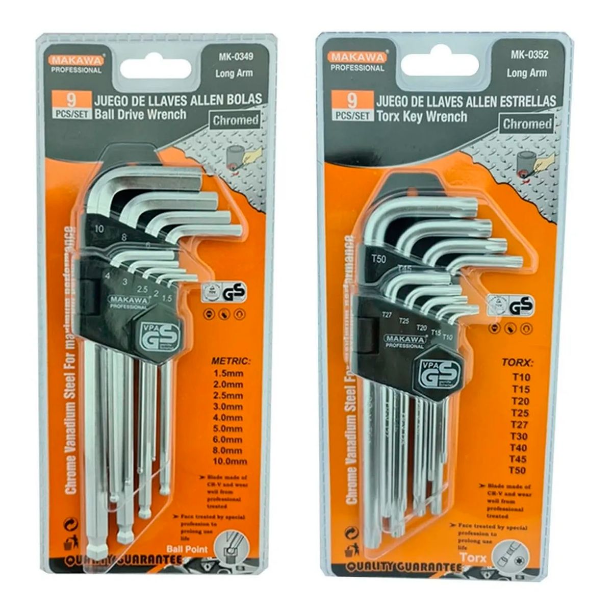 MAKAWA - Pack Juego De Llaves Allen Hexagonal Y Estrella Medianas Makawa