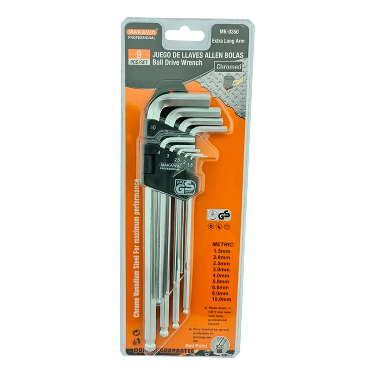 MAKAWA - Kit Set Juego De Llaves Allen Hexagonal 9 Piezas Makawa