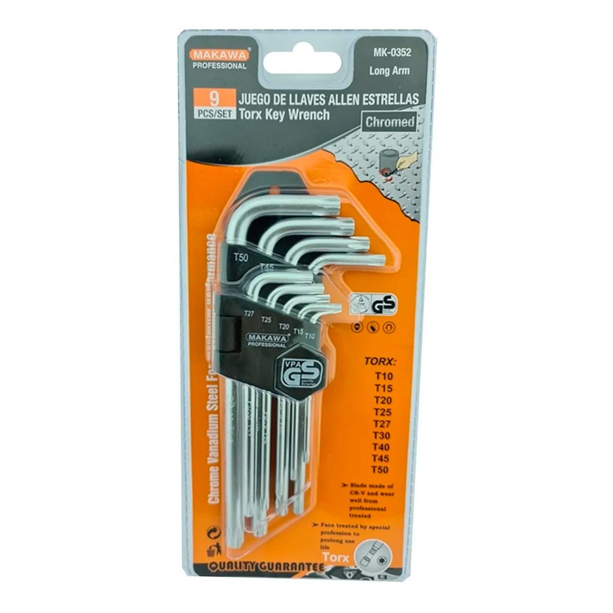 MAKAWA - Set Juego Llaves Medianas Allen Estrella 9 Piezas Makawa