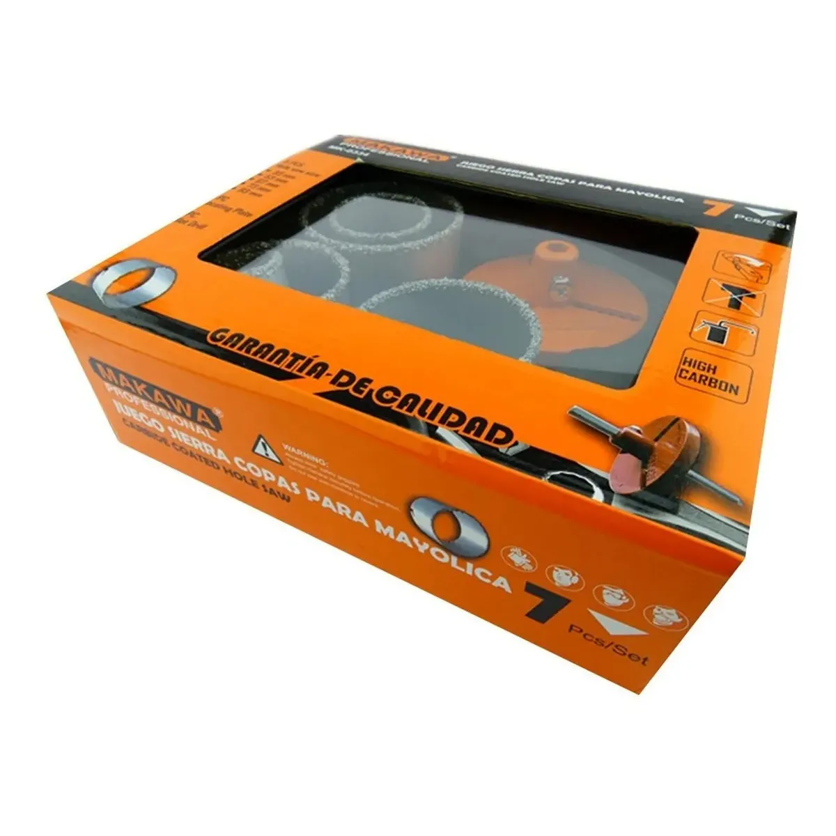 MAKAWA - Kit Set Juego Broca Sierra Copa Diamantada 7 Piezas Makawa