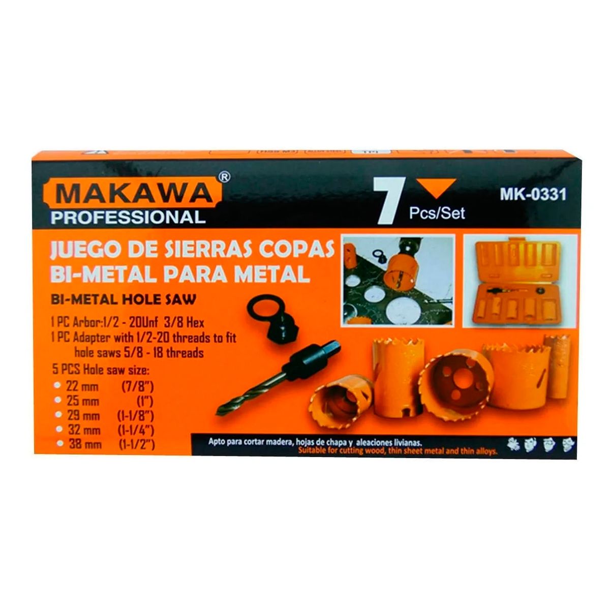 MAKAWA - Kit Set Juego Sierra Copa Bi-metal 7 Piezas Makawa