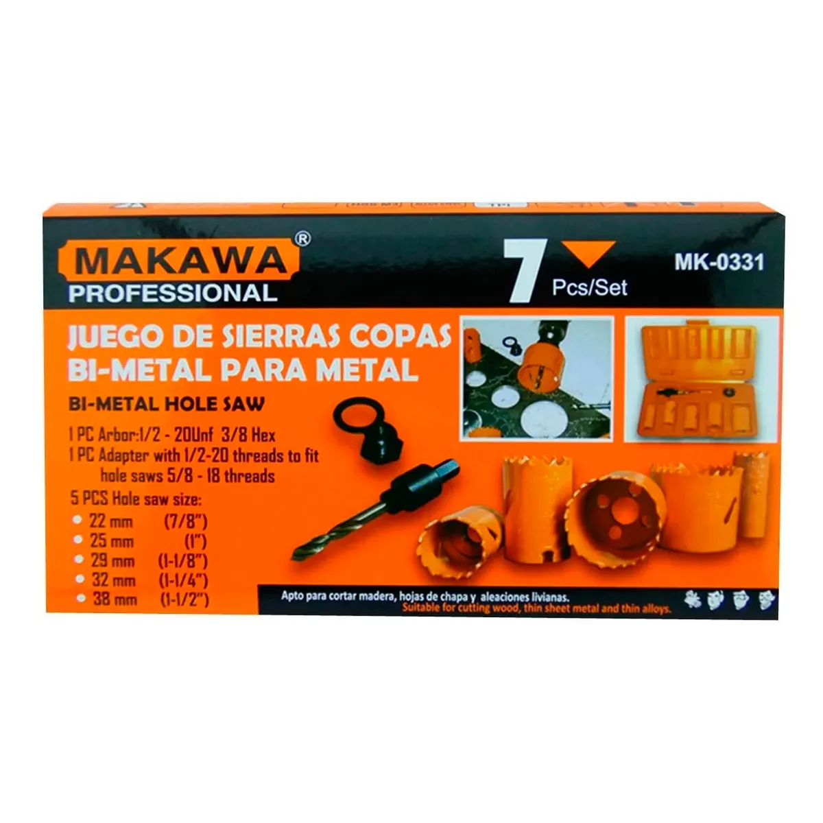 MAKAWA - Kit Set Juego Sierra Copa Bi-metal 7 Piezas Makawa