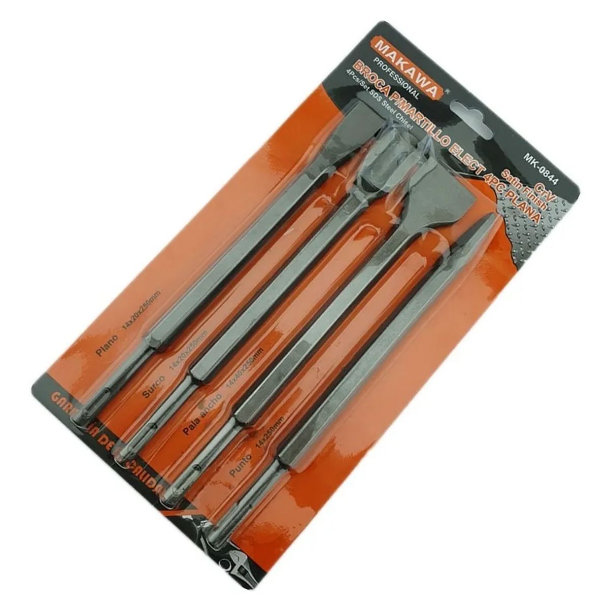 MAKAWA - Set Juego De Broca Para Rotomartillo 4 Piezas Cr-v Makawa