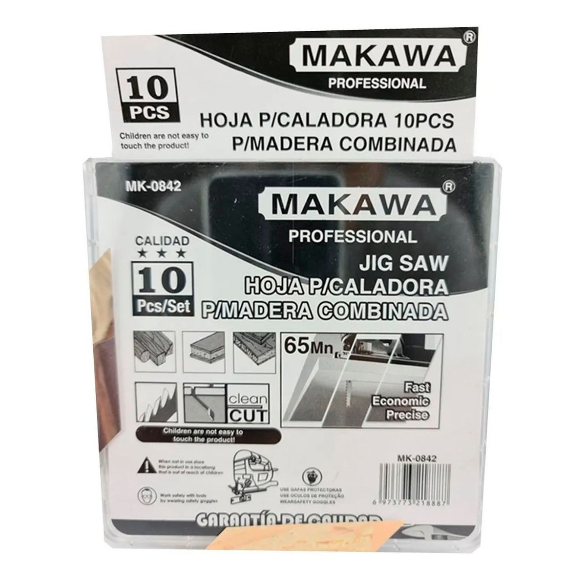 MAKAWA - Set Jgo De Hojas Para Sierra Caladora P/ Madera 10 Pcs Mk