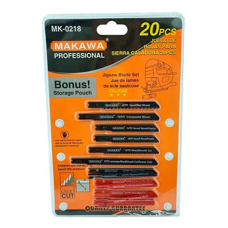 MAKAWA - Set Juego De Hojas Para Sierra Caladora 20 Piezas Makawa