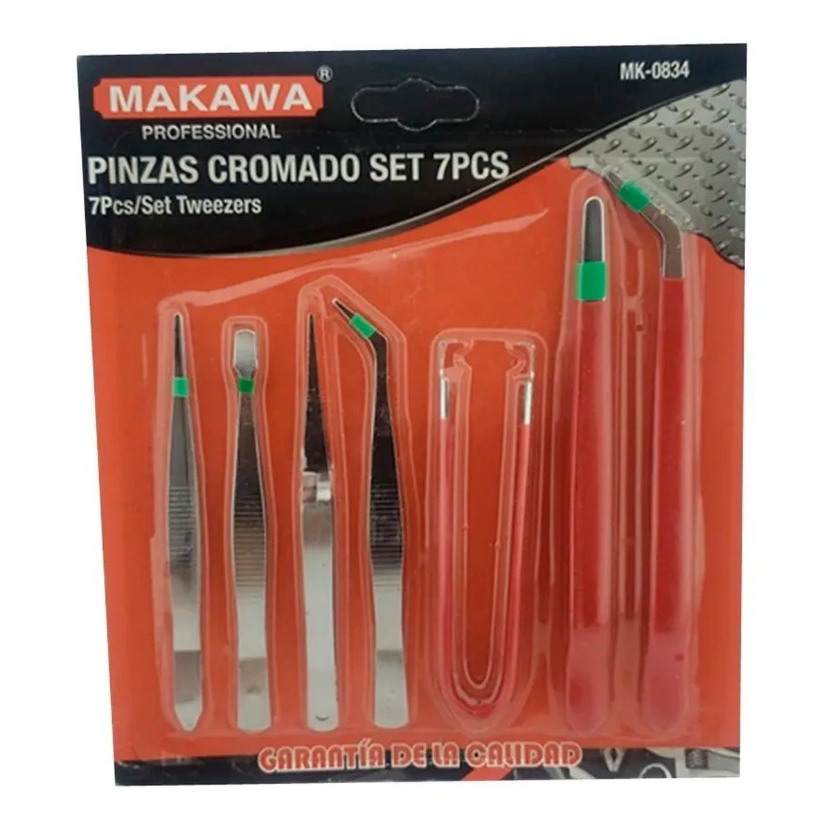 MAKAWA - Set Kit Juego De Pinzas Cromado 7 Piezas Makawa