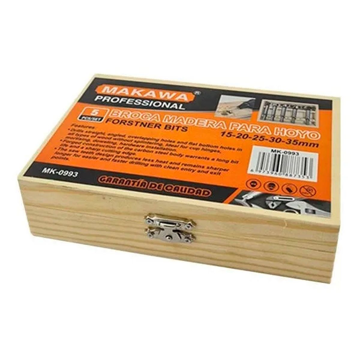 MAKAWA - Kit Set Juego De Brocas Fortsner Para Madera 5 Piezas Makawa