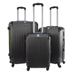 GENERICO - Set 3 Maletas Rigidas Ruedas 360- Negra