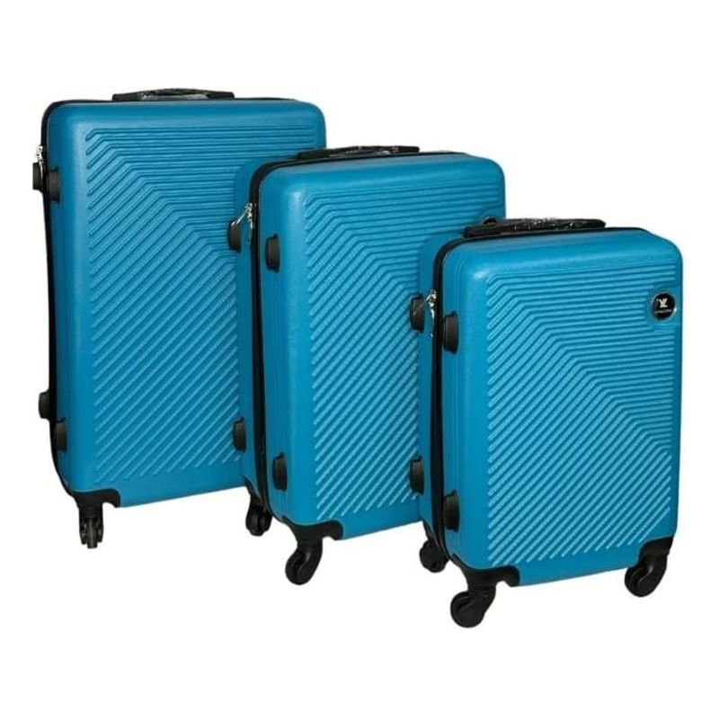 GENERICO - Set 3 Maletas Rigidas Ruedas 360- Azul Acero 27