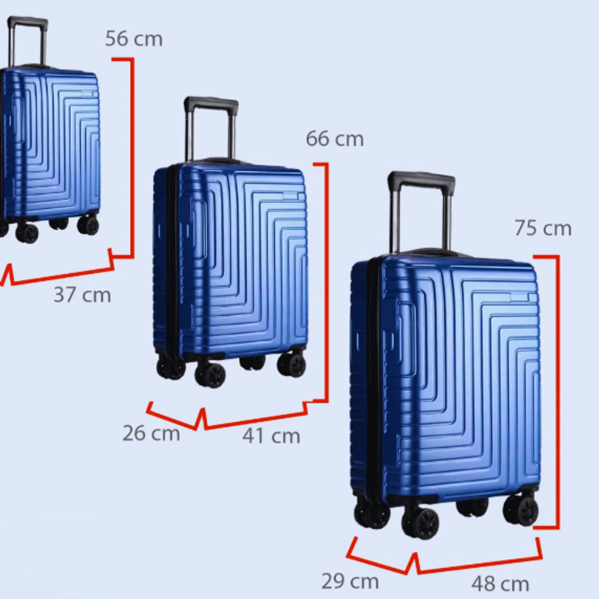 GENERICO - Set 3 Maletas Rigidas Ruedas 360- Azul L