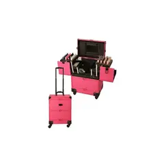 GENERICO - Maleta Maquillaje Manicure Multiuso Litchi Rosado Negro