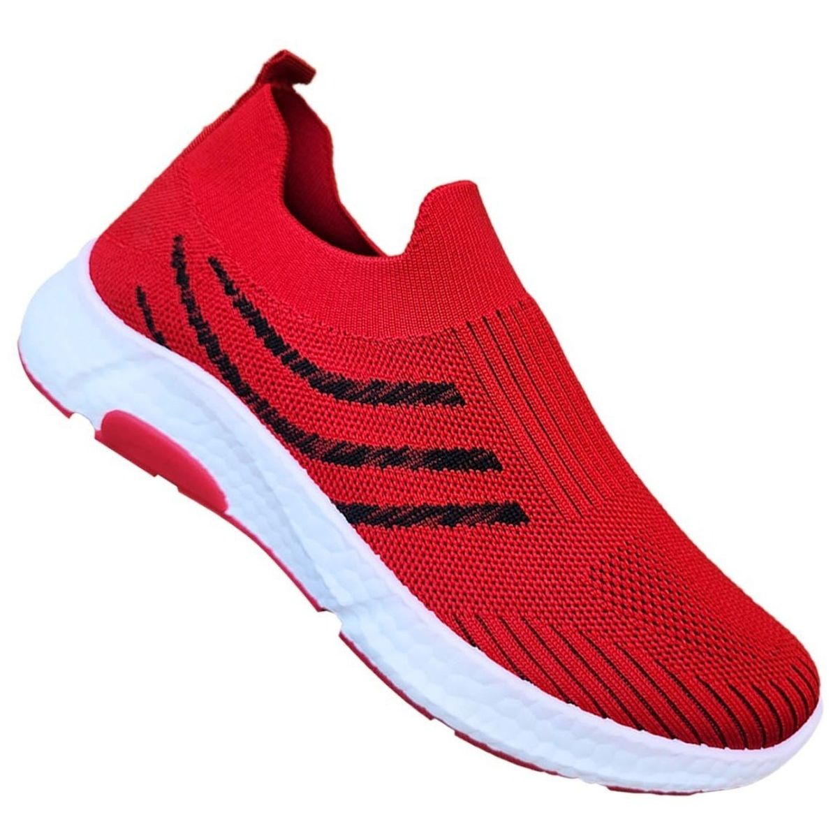 GENERICO - Zapatillas Hombre Urbanas Comodas Ecónomicas Sin Cordon Rojo - 7170