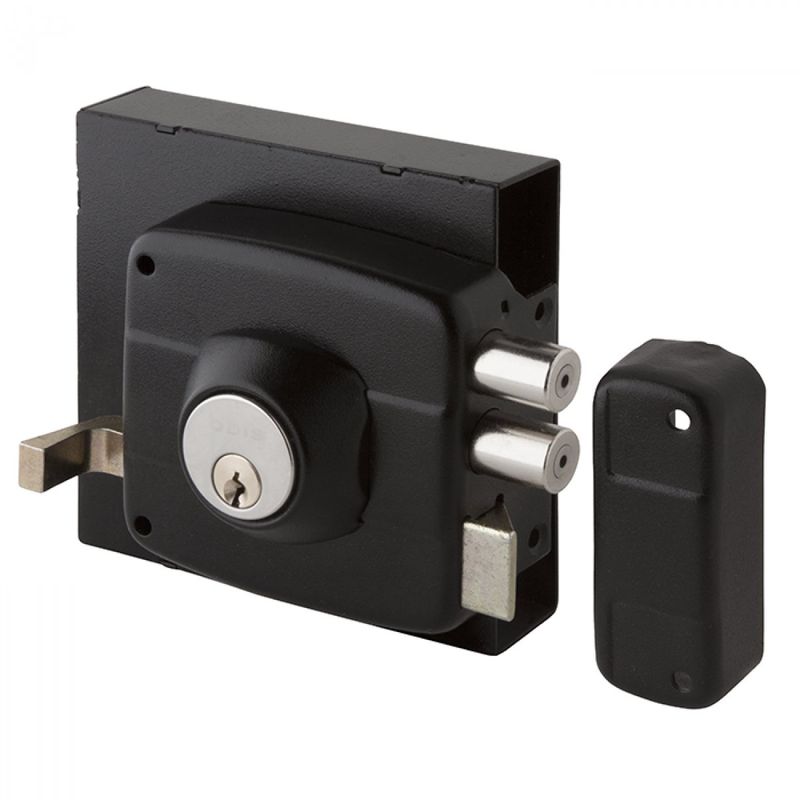 ODIS - Cerradura Sobreponer para Rejas 323 Negra 30mm Odis Mimbral