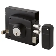 ODIS - Cerradura Sobreponer para Rejas 323 Negra 30mm Mimbral