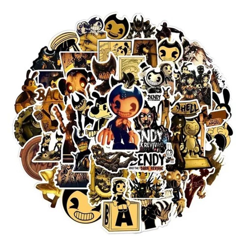 GARSIL - 50 Stickers de Bendy - Etiquetas Autoadhesivas