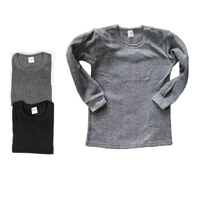 GARSIL - Pack 3 Polera Camiseta Manga Larga Niños De Algodón Con Polar Interior