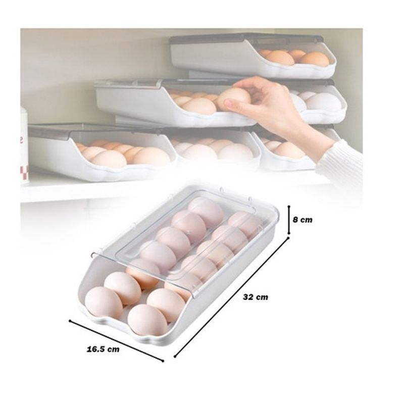 GENERICO - Bandeja Organizadora Porta Huevos Apilable