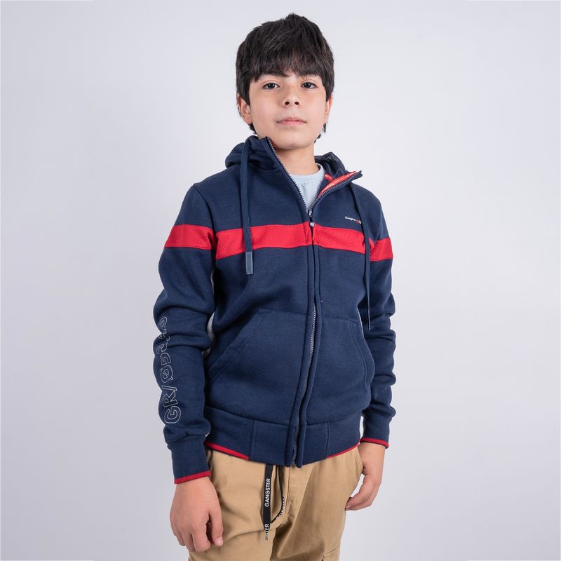 GANGSTER - Niño Polerón Fullzipper Fleece Dino Azul Gangster