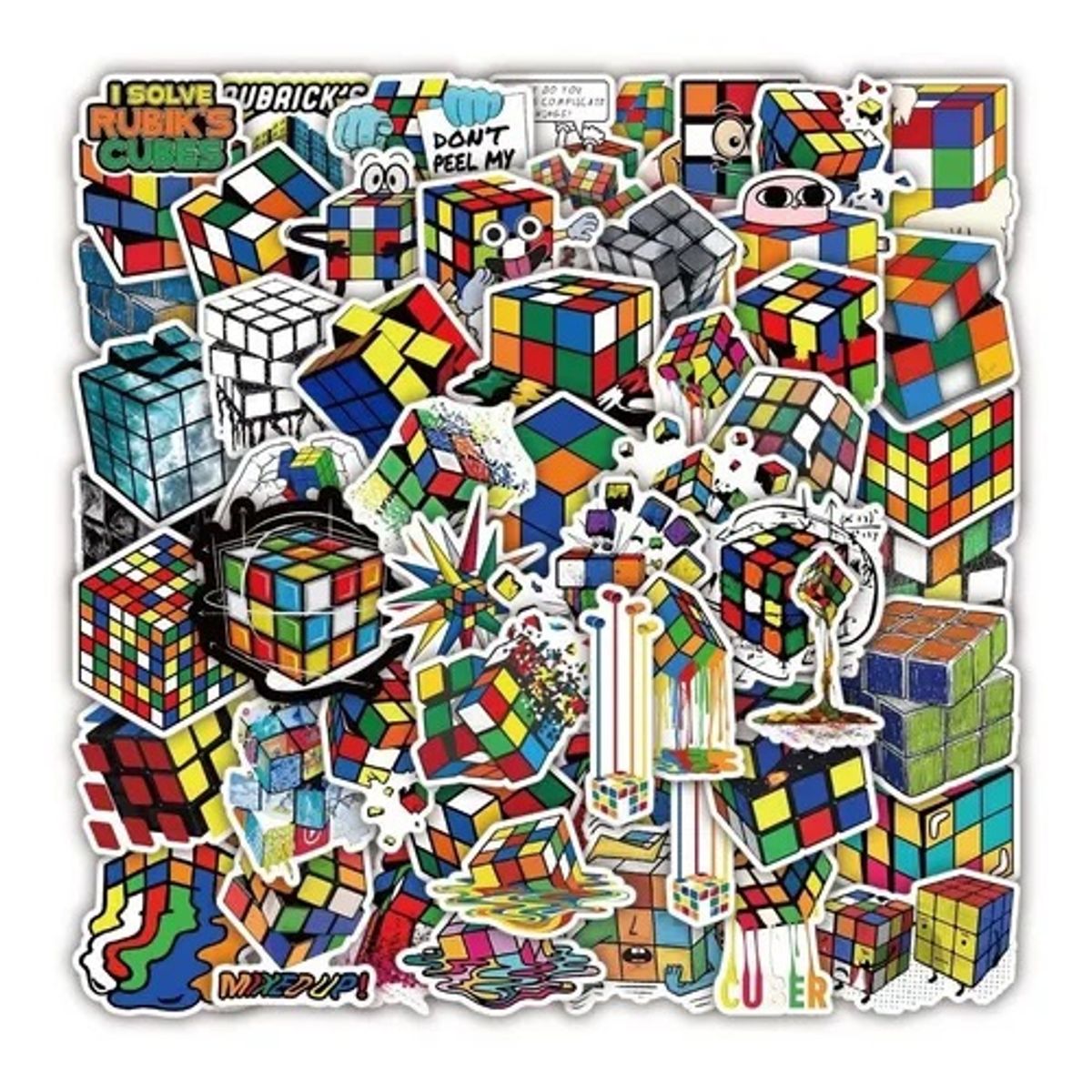GARSIL - 50 Stickers de Cubo De Rubik- Etiquetas Autoadhesivas