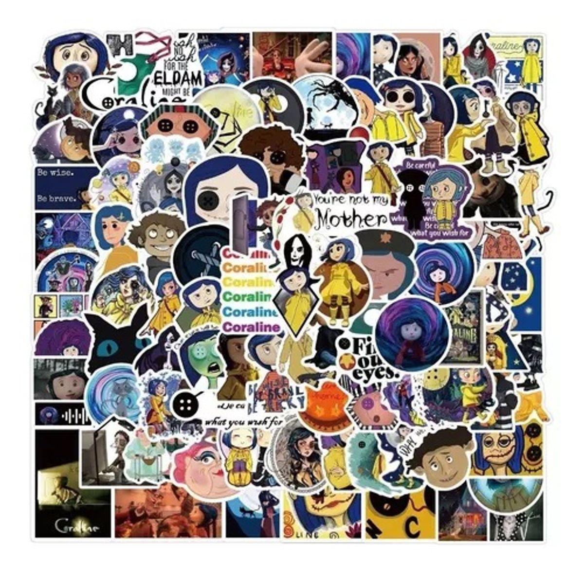 GARSIL - 50 Stickers de Coraline - Etiquetas Autoadhesivas