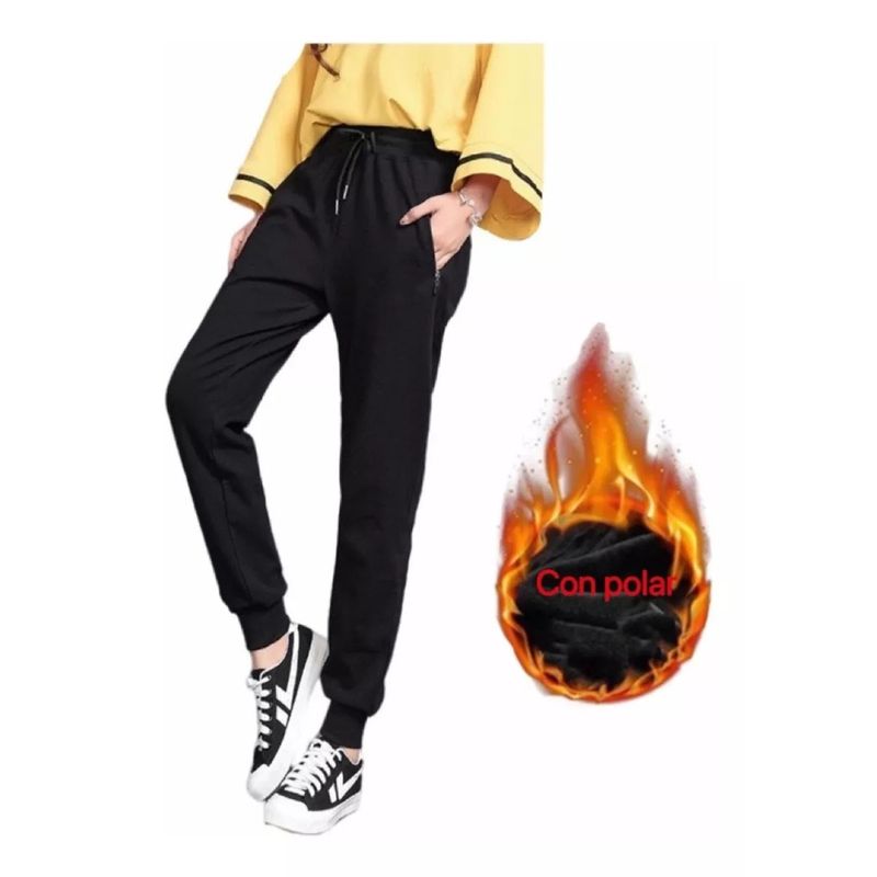 EVERSO - Pack 3 Pantalón Jogger Buzo Mujer Algodón Forro Polar Surtidos