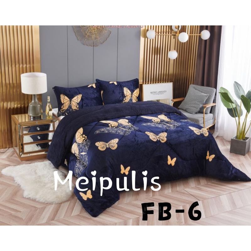GENERICO - Cubrecama de Invierno Plush con Chiporro 2 P Azul de Mariposa