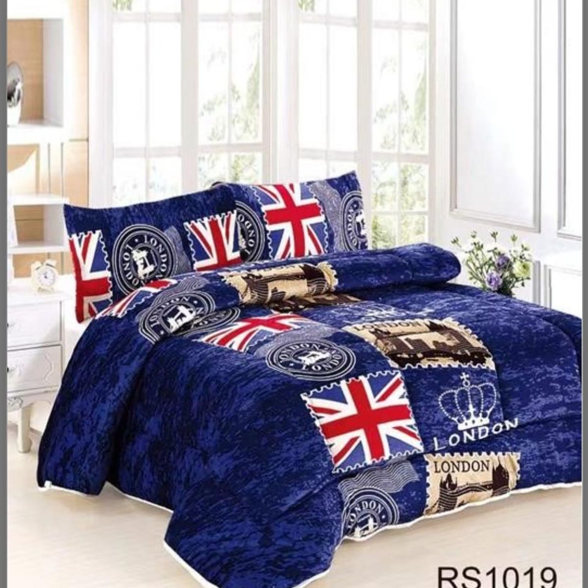 GENERICO - Cubrecama de Invierno Plush con Chiporro 2 P Azul Reino Unido