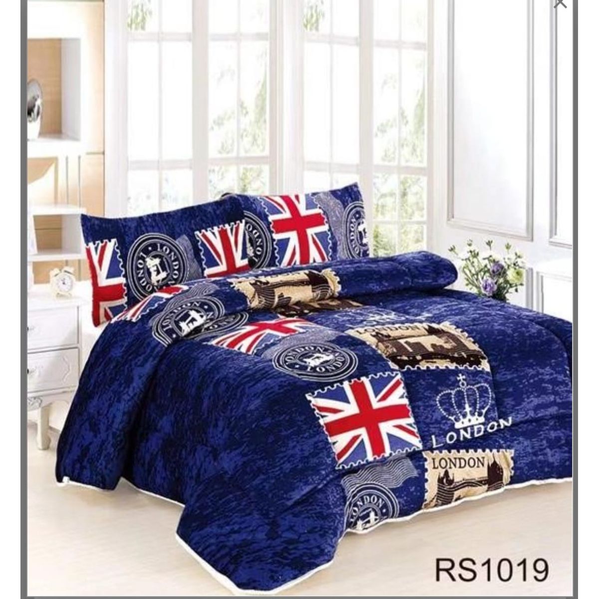 GENERICO - Cubrecama de Invierno Plush con Chiporro 2 P Azul Reino Unido