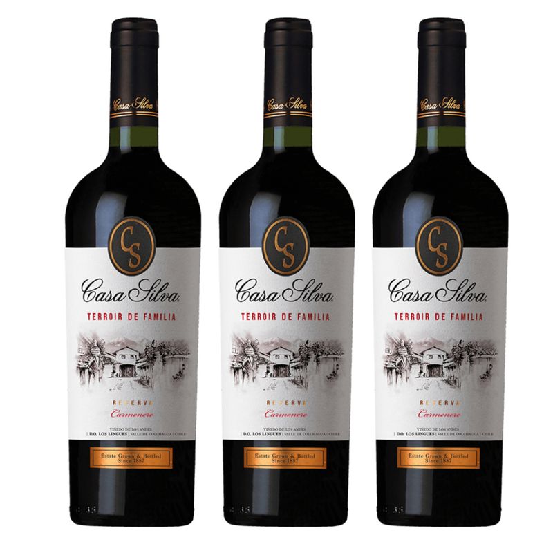 CASA SILVA - 3 Vinos Casa Silva Terroir de Familia Reserva Carmenere