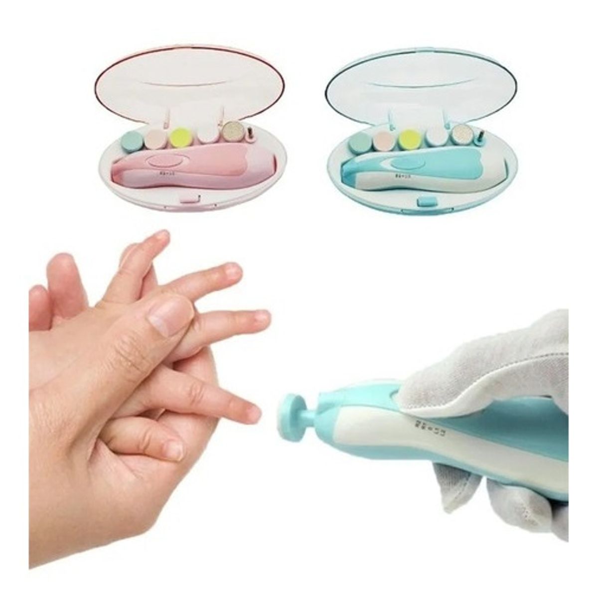 GENERICO - Pack X2 Cortaúñas Lima Eléctrica Para Bebes A Batería Rosado