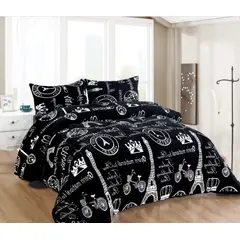 GENERICO - Cubrecama de Invierno Plush con Chiporro 2 P Negro Torre Eiffel