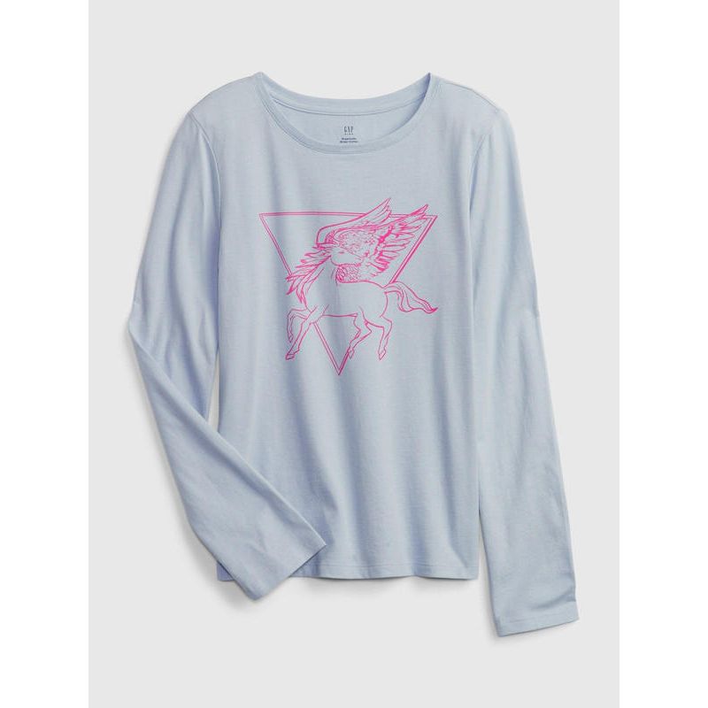 GAP - Polera Manga Larga 1 Algodón Orgánico Celeste GAP