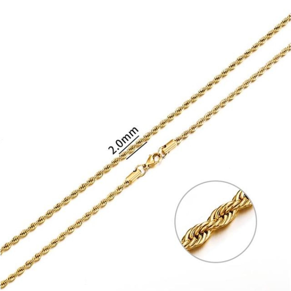 GENERICO - Collar Cadena Para Hombre Acero Inoxidable Torbillon 2mm 60cm