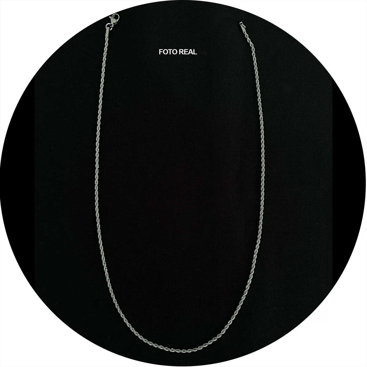 GENERICO - Collar Cadena Para Hombre Acero Inoxidable Torbillon 2mm 60cm