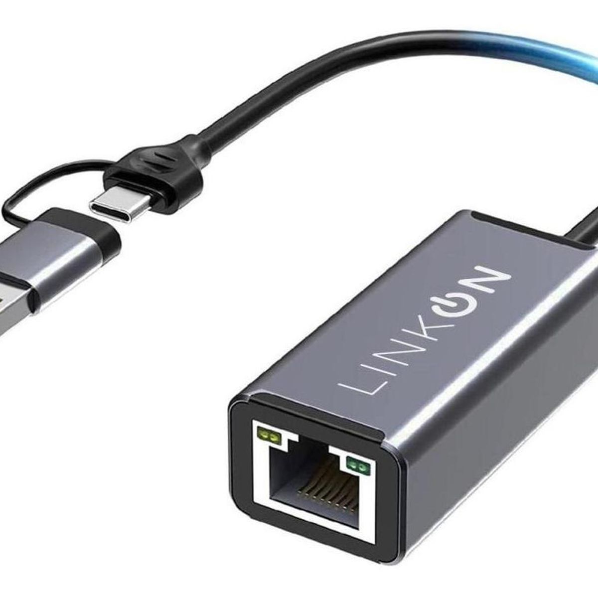 LINKON - Adaptador Usb C+usb 3 A Rj45 2en1 Lan Ethernet Giga 1000mbps