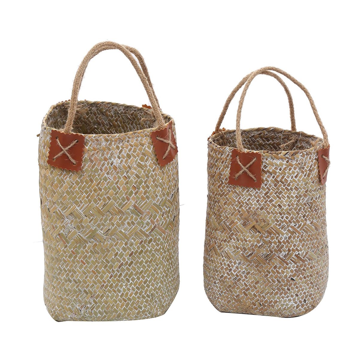 SOHOGAR - Set de 2 canastos de fibra natural con asa