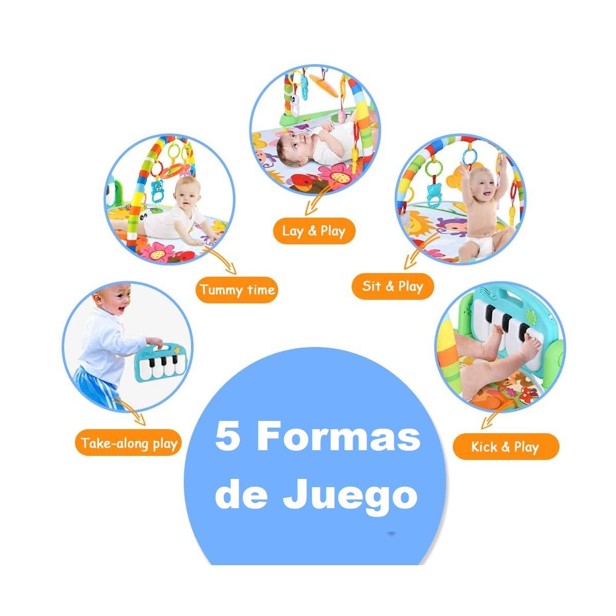 GENERICO - Alfombra Gimnasio Musical 2 en 1 Con Piano Bebe Verde Niño