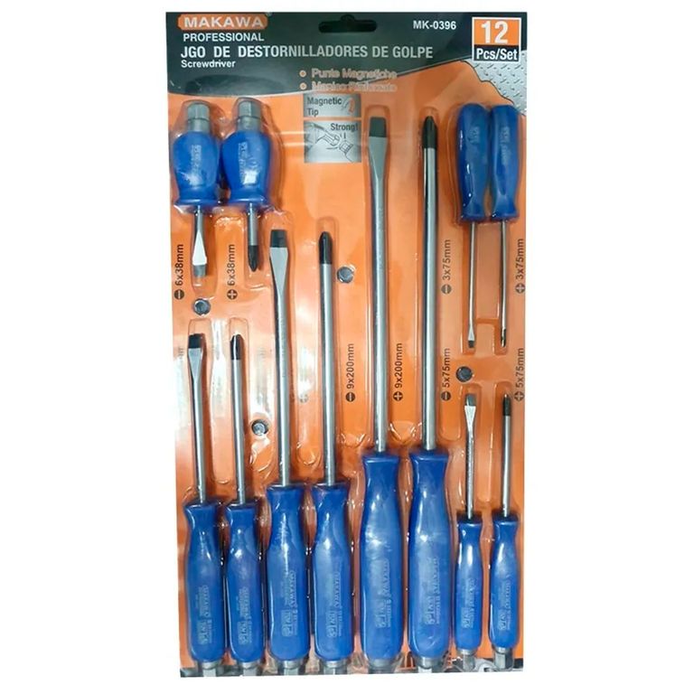 Kit Set Juego De Destornilladores De Golpe 12 Piezas