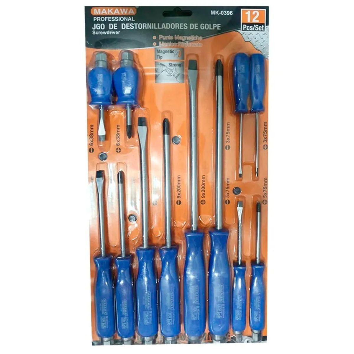 MAKAWA - Kit Set Juego De Destornilladores De Golpe 12 Piezas Makawa