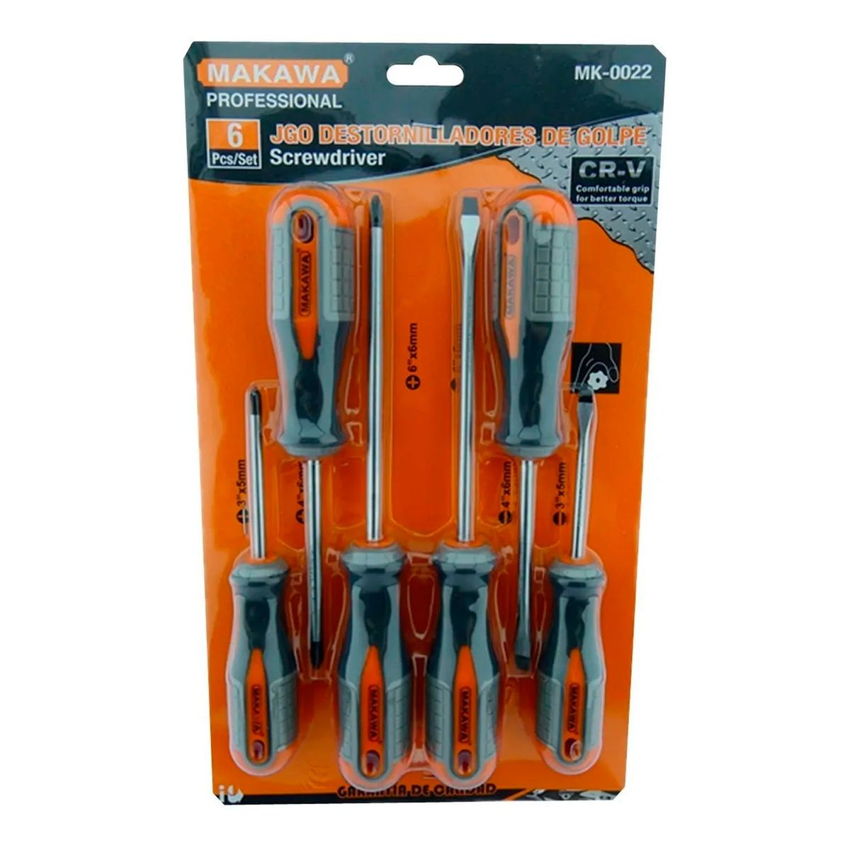 MAKAWA - Juego Kit Set De Destornilladores De Golpe 6 Piezas Mk-0022