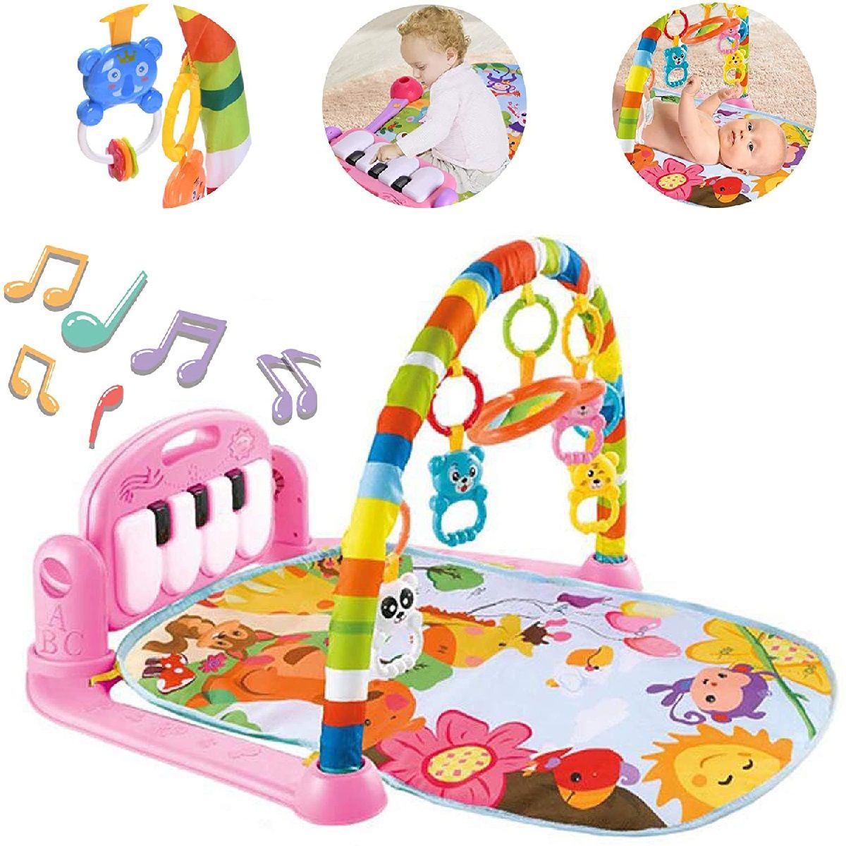 GENERICO - Alfombra Gimnasio Musical 2 en 1 Con Piano Bebe Lila Niña