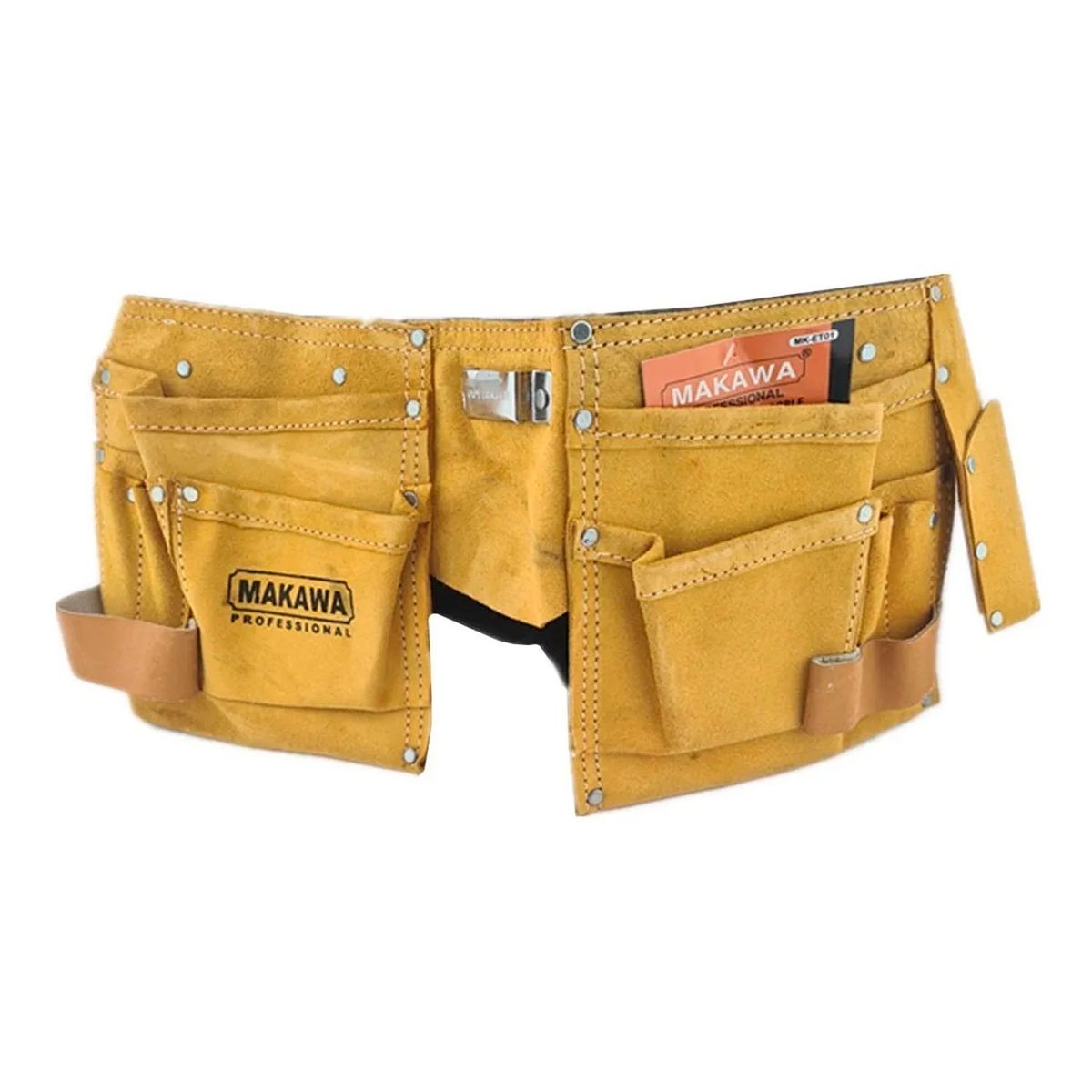 MAKAWA - Coleto Carpintero Portaherramienta Doble De Cuero Mk-et01