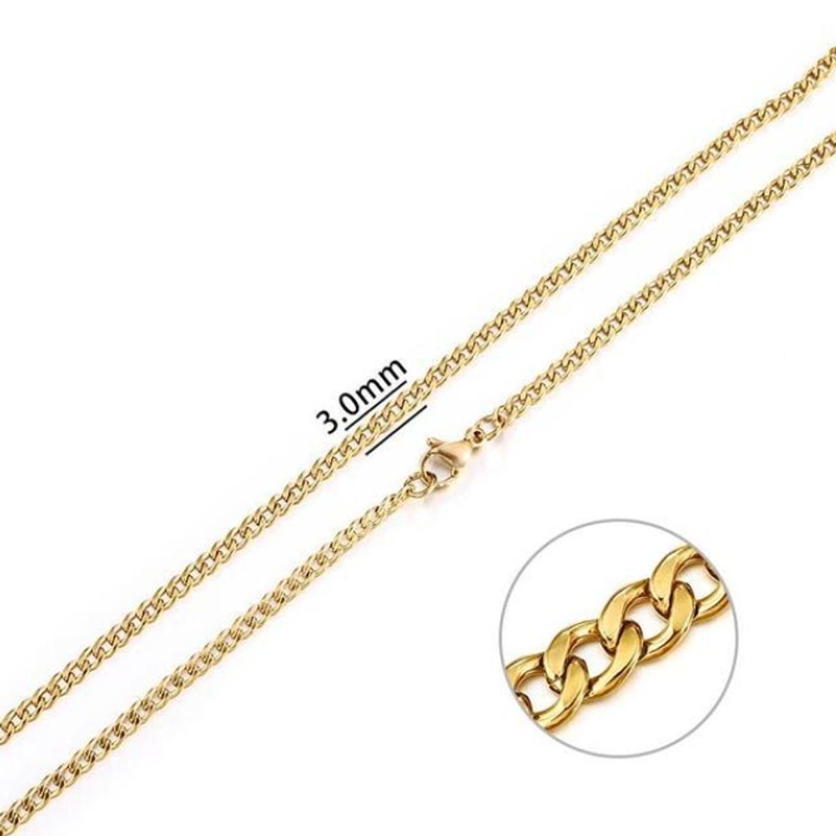 GENERICO - Collar Cadena Para Hombre Acero Inoxidable Grumet 3mm 50cm