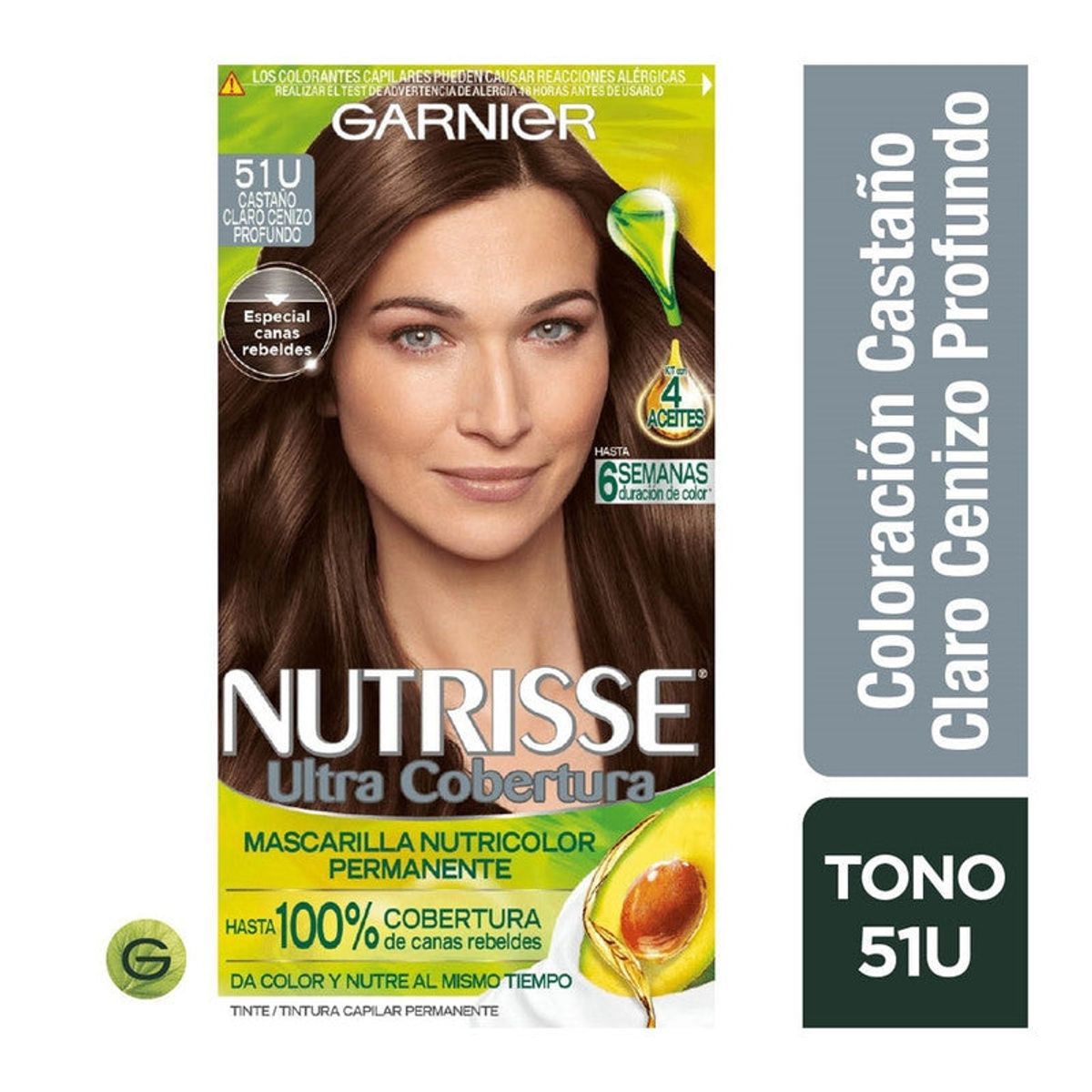 GARNIER - Tinte Nutrisse Ult Cob 51U Castaño Claro Cenizo Profundo Garnier