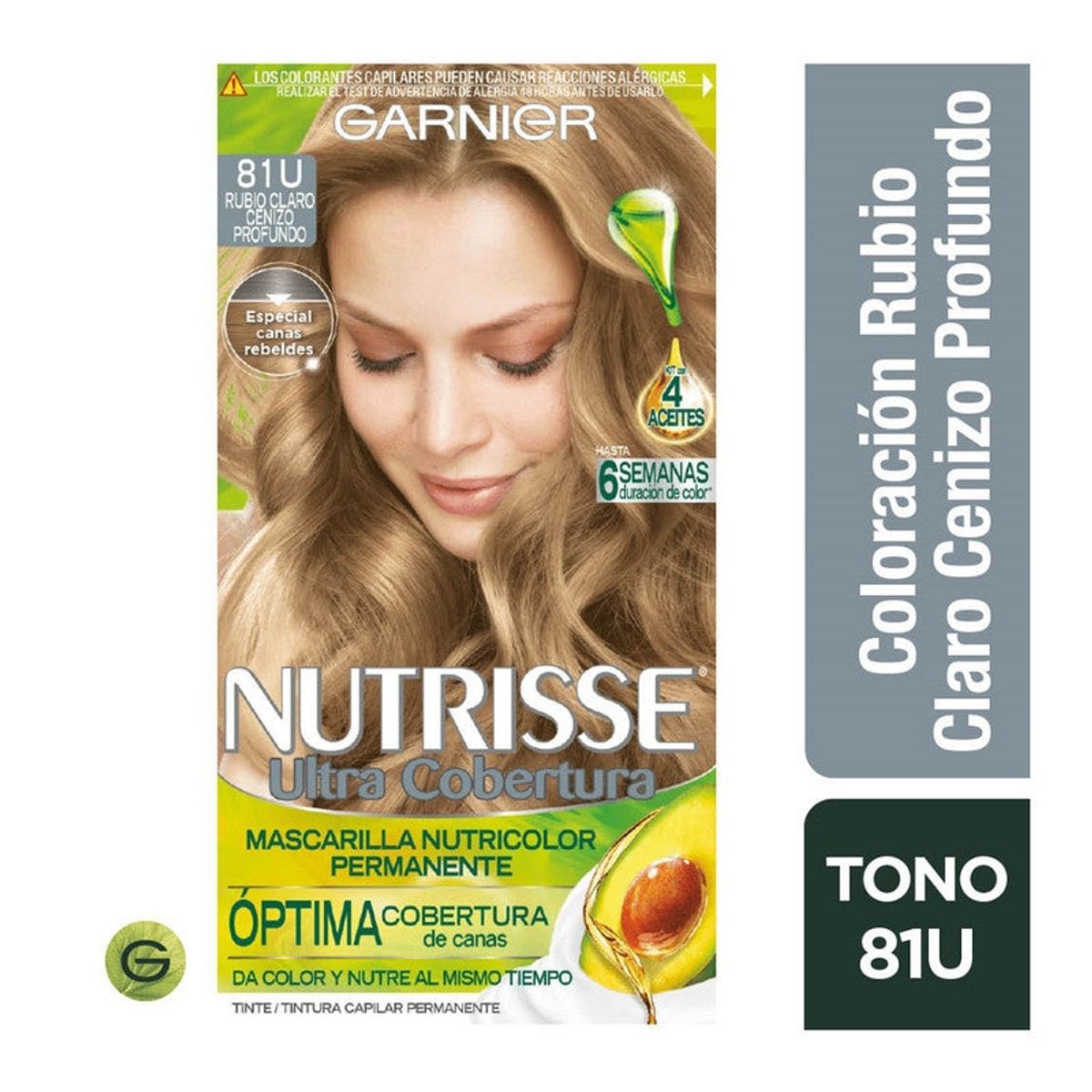 GARNIER - Tinte Nutrisse Ult Cob 81U Rubio Claro Cenizo Profundo Garnier