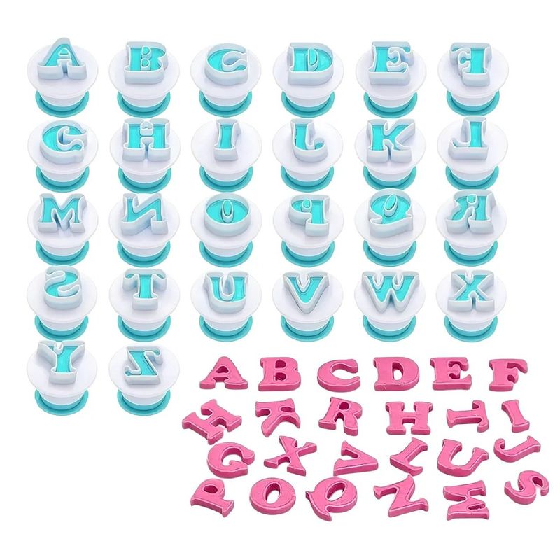 GENERICO - 26 Cortador Fondant Letras Mayuscula Cortadores Con Expulsor