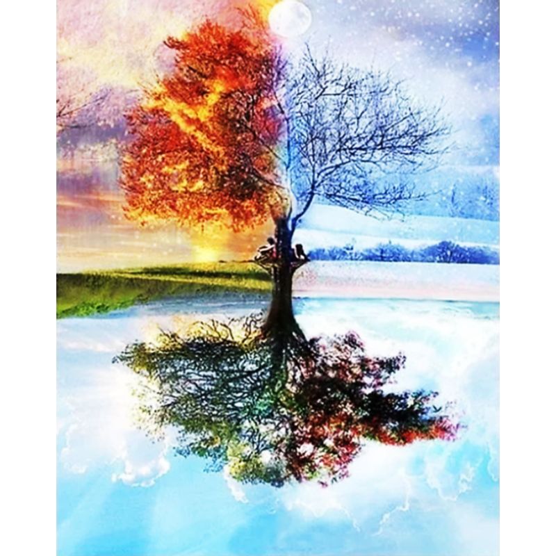 GENERICO - Kit Diamond Painting Pintura De Diamante - Árbol Doble