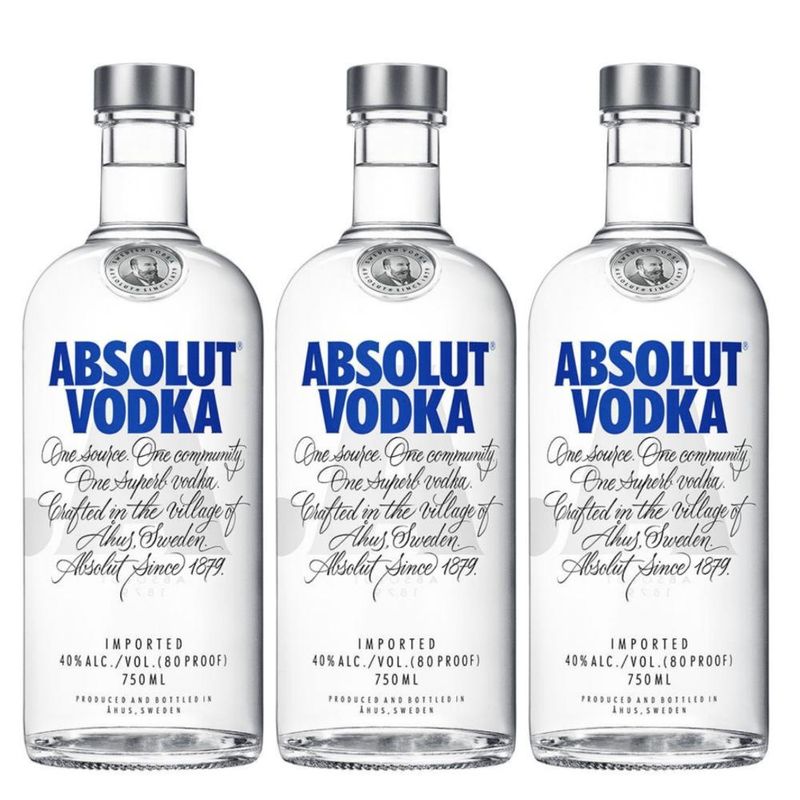 ABSOLUTE - 3 Vodka Absolut Blue - Turquesa