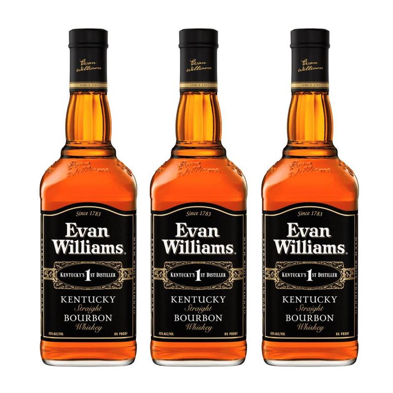 EVAN WILLIAMS - 3 Whisky Evan William Black, Whiskey Bourbon - Dorado